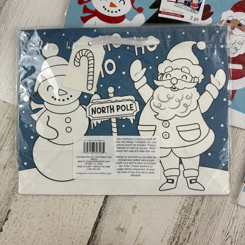 Lot of 8 Packs of 2 Gift Bags Scratch Off Color Your Own Treat Christmas NEW